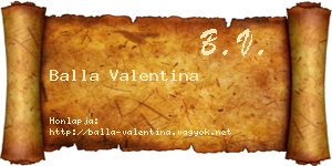 Balla Valentina névjegykártya